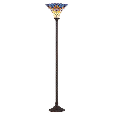 Peacock Tiffany Style 70" Torchiere LED Floor Lamp - JONATHAN Y